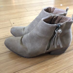 Taupe/tan suede ankle boots from JustFab